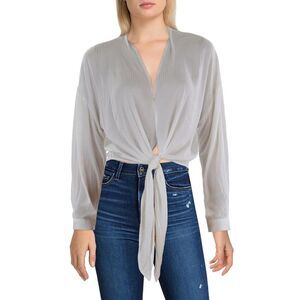 Lucy Paris Womens Gloria White Knot-Front Shadow Stripe Shirt Blouse Top NWOT